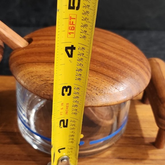 Mid Century Danish Modern 1969 Teak Condiment Set With Tray And Spoons - Picture 6 of 8